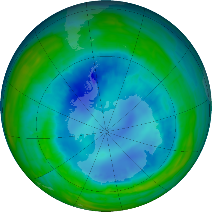 Antarctic ozone map for 23 August 2015